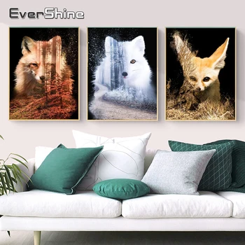 EverShine 5D Elmas Boyama Tilki Boncuk Nakış Rhinestones Resimleri Elmas Mozaik Hayvanlar Sanat Kitleri Dekor Ev İçin